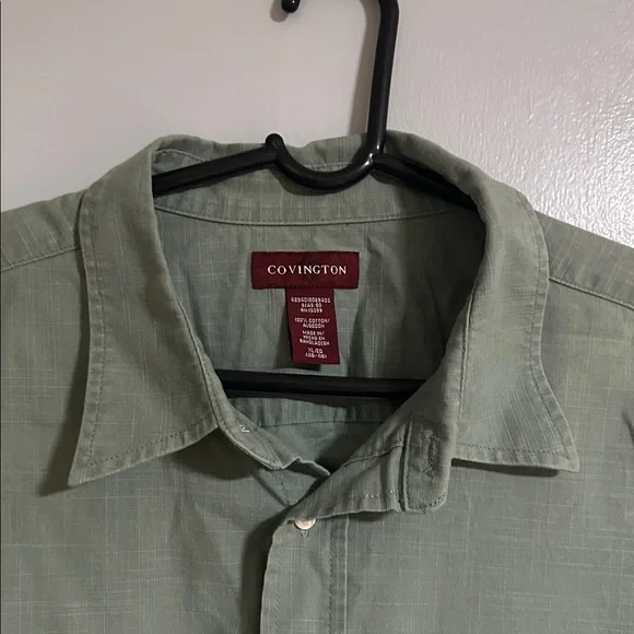 Covington Button Up Green Shirt Mens XL 46-48 100% Cotton Flap Pockets - Picture 2 of 5